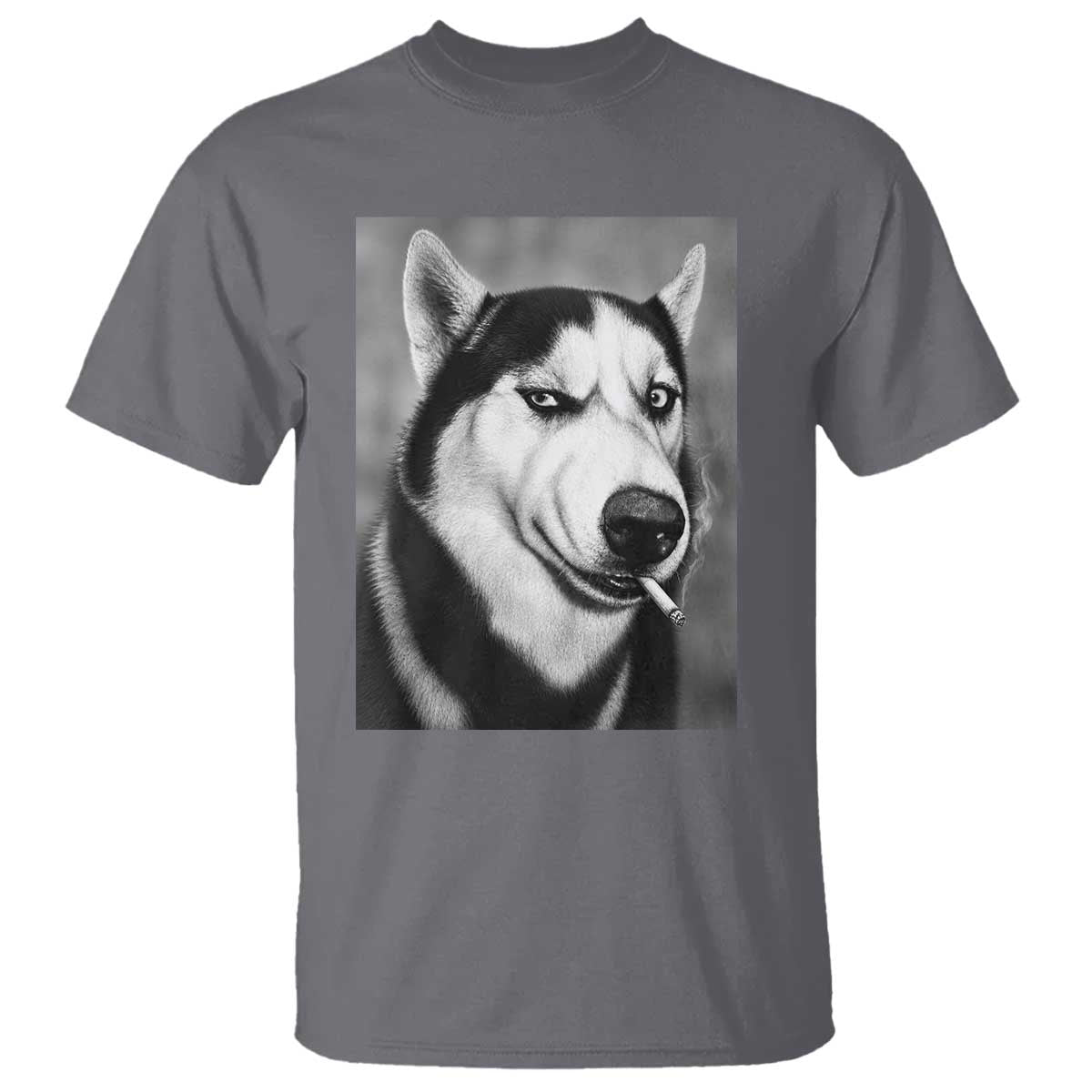 Smoking Siberian Husky Meme T Shirt Funny Dog Face Gift For Dog Lovers TS12 Charcoal Print Your Wear