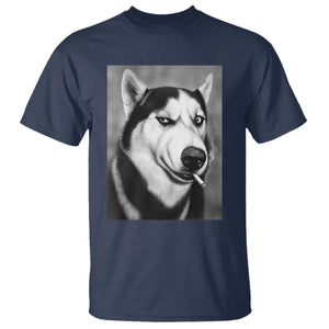 Smoking Siberian Husky Meme T Shirt Funny Dog Face Gift For Dog Lovers TS12 Navy Print Your Wear