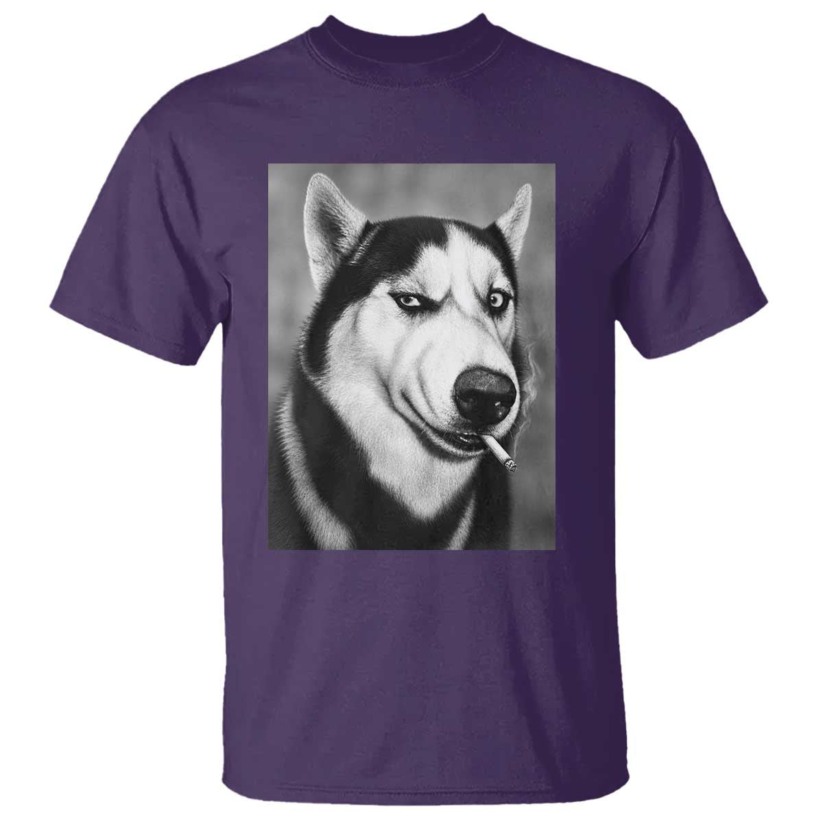 Smoking Siberian Husky Meme T Shirt Funny Dog Face Gift For Dog Lovers TS12 Purple Print Your Wear