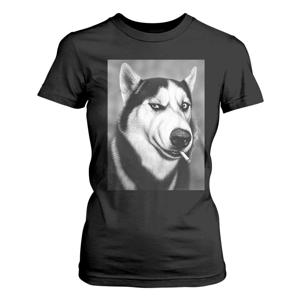 Smoking Siberian Husky Meme T Shirt For Women Funny Dog Face Gift For Dog Lovers TS12 Black Print Your Wear