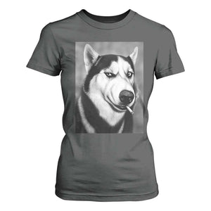 Smoking Siberian Husky Meme T Shirt For Women Funny Dog Face Gift For Dog Lovers TS12 Dark Heather Print Your Wear