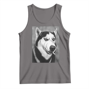 Smoking Siberian Husky Meme Tank Top Funny Dog Face Gift For Dog Lovers TS12 Deep Heather Print Your Wear