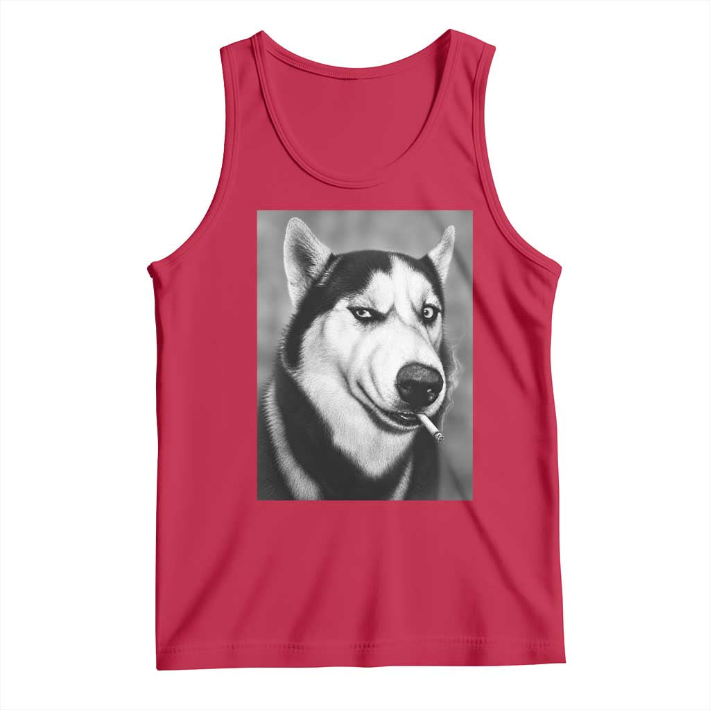 Smoking Siberian Husky Meme Tank Top Funny Dog Face Gift For Dog Lovers TS12 Red Print Your Wear