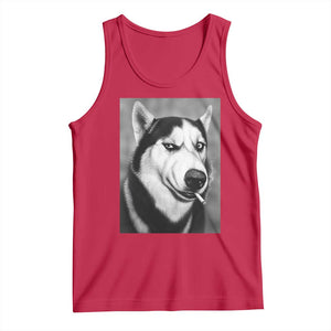 Smoking Siberian Husky Meme Tank Top Funny Dog Face Gift For Dog Lovers TS12 Red Print Your Wear