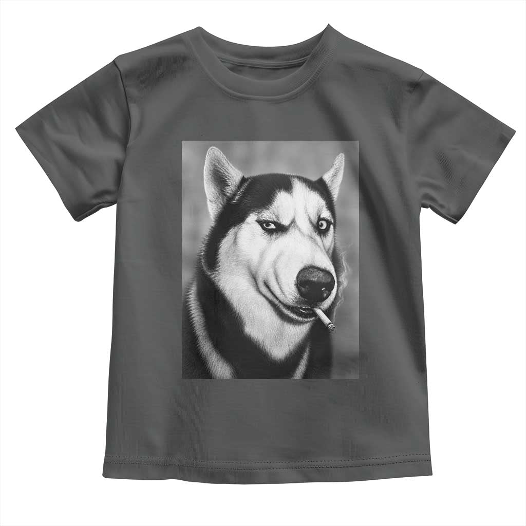 Smoking Siberian Husky Meme Toddler T Shirt Funny Dog Face Gift For Dog Lovers TS12 Dark Heather Print Your Wear