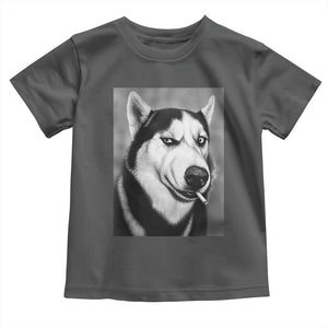 Smoking Siberian Husky Meme Toddler T Shirt Funny Dog Face Gift For Dog Lovers TS12 Dark Heather Print Your Wear