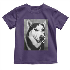 Smoking Siberian Husky Meme Toddler T Shirt Funny Dog Face Gift For Dog Lovers TS12 Purple Print Your Wear