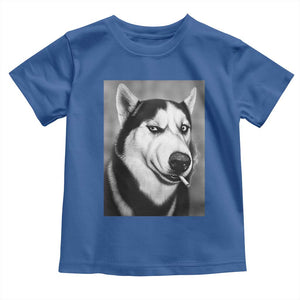 Smoking Siberian Husky Meme Toddler T Shirt Funny Dog Face Gift For Dog Lovers TS12 Royal Blue Print Your Wear