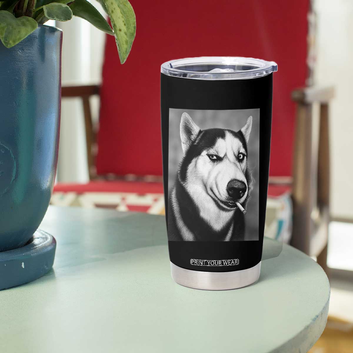 Smoking Siberian Husky Meme Tumbler Cup Funny Dog Face Gift For Dog Lovers TS12 Print Your Wear