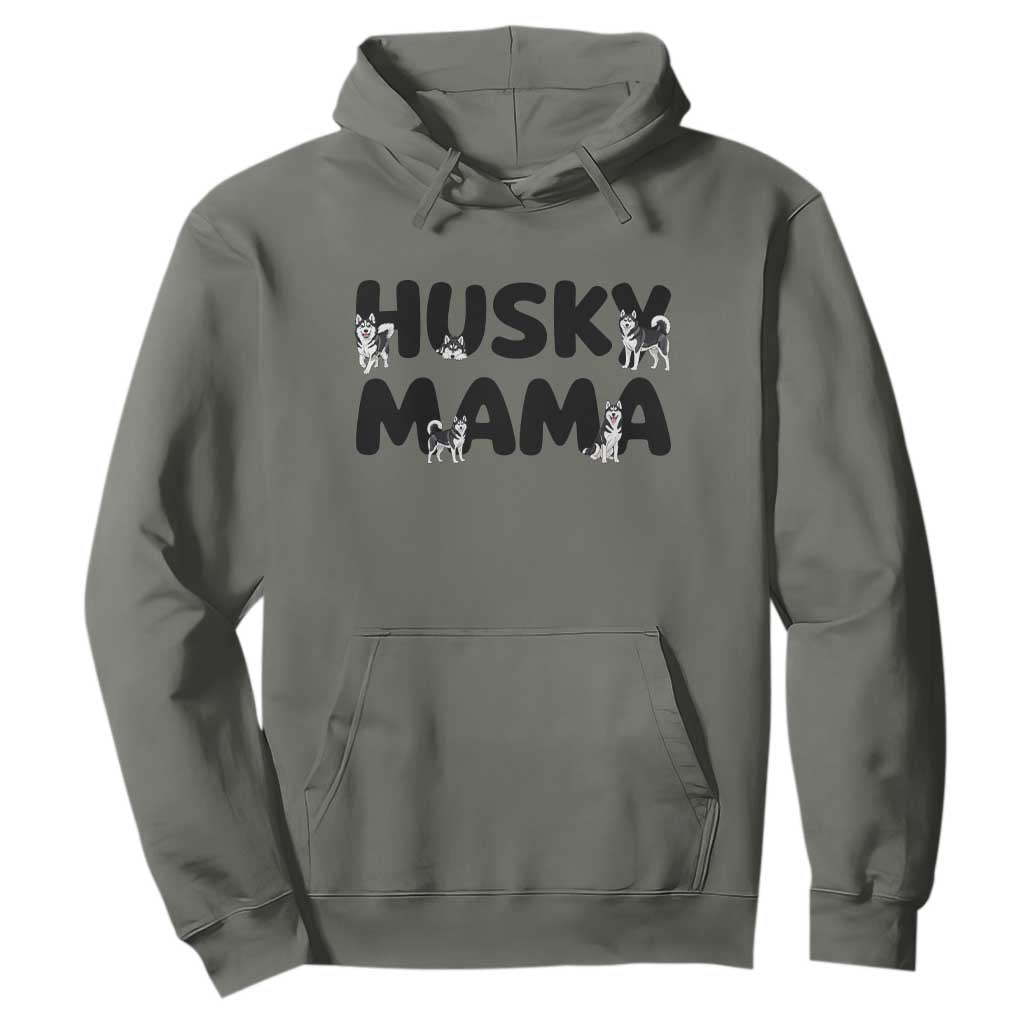 Proud Husky Mama Hoodie Siberian Husky Mothers Day Gift TS12 Military Green Print Your Wear