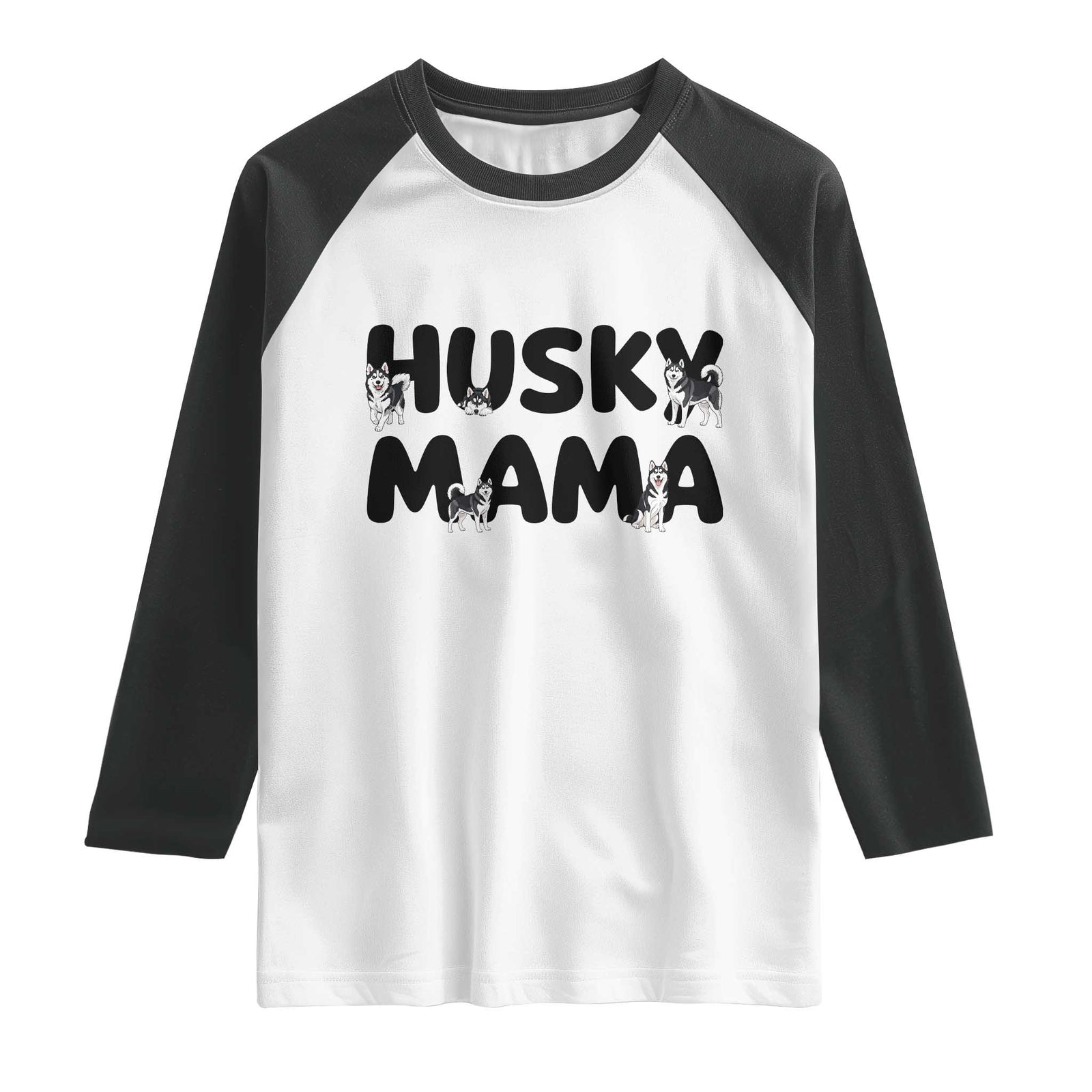 Proud Husky Mama Raglan Shirt Siberian Husky Mothers Day Gift TS12 White Black Print Your Wear