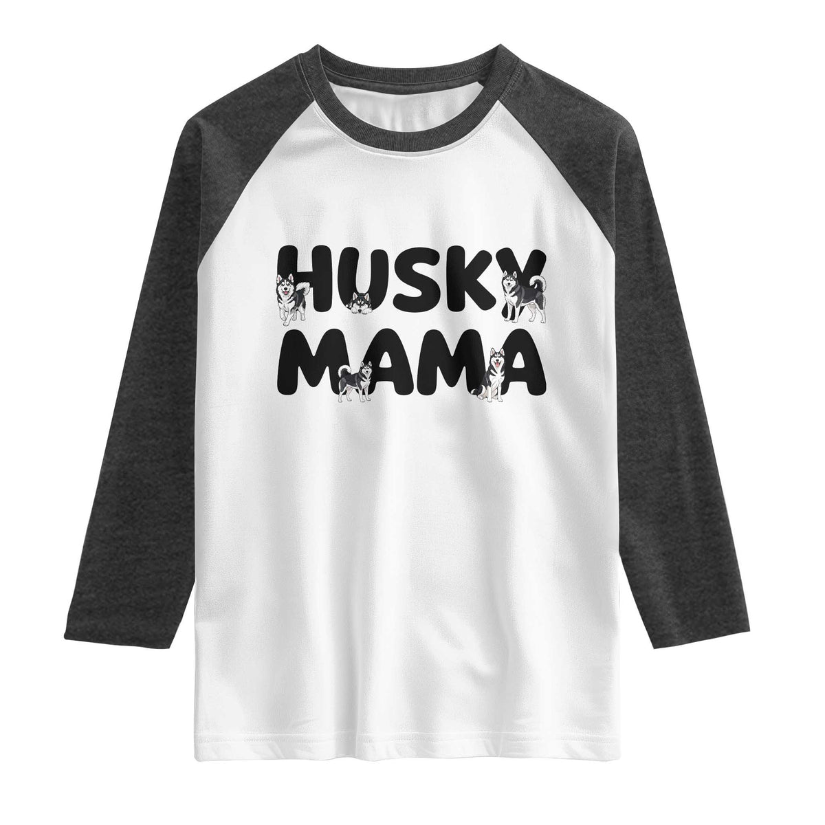 Proud Husky Mama Raglan Shirt Siberian Husky Mothers Day Gift TS12 White Heather Charcoal Print Your Wear
