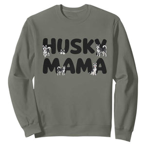Proud Husky Mama Sweatshirt Siberian Husky Mothers Day Gift TS12 Military Green Print Your Wear