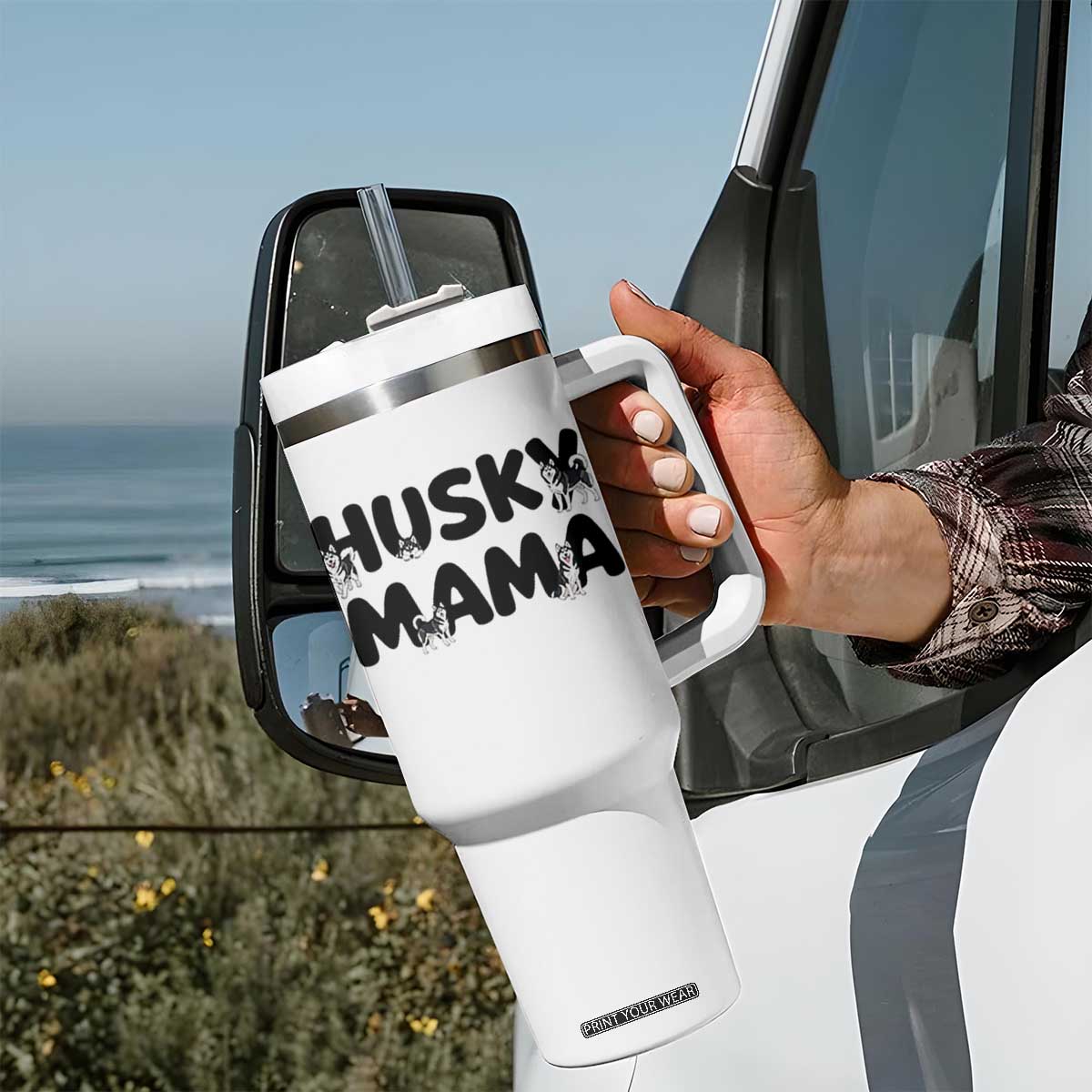 Proud Husky Mama Tumbler With Handle Siberian Husky Mothers Day Gift TS12 Print Your Wear
