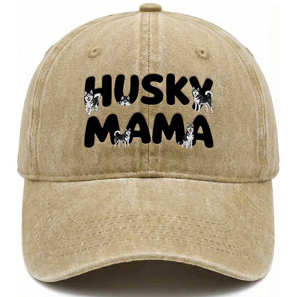 Proud Husky Mama Washed Cotton Baseball Cap Siberian Husky Mothers Day Gift TS12 Print Your Wear
