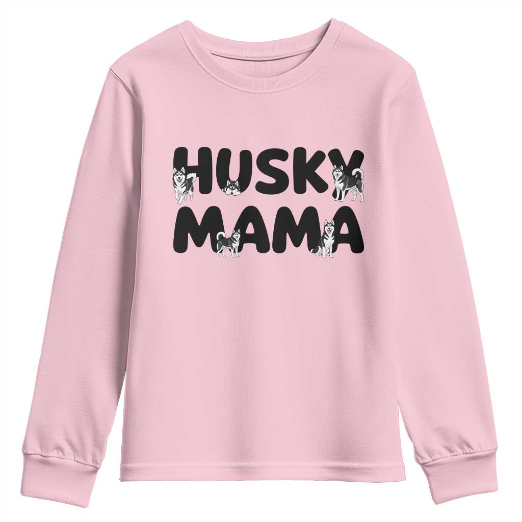 Proud Husky Mama Youth Sweatshirt Siberian Husky Mothers Day Gift TS12 Light Pink Print Your Wear