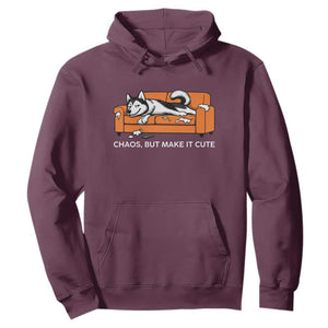 Mischievous Husky Owner Gift Hoodie Chaos But Make It Cute TS12 Maroon Print Your Wear