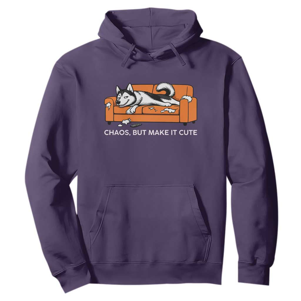 Mischievous Husky Owner Gift Hoodie Chaos But Make It Cute TS12 Purple Print Your Wear