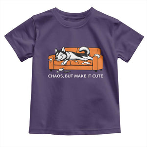 Mischievous Husky Owner Gift Toddler T Shirt Chaos But Make It Cute TS12 Purple Print Your Wear