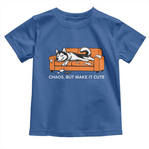Mischievous Husky Owner Gift Toddler T Shirt Chaos But Make It Cute TS12 Royal Blue Print Your Wear