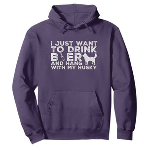 Drink Beer And Hang With My Husky Hoodie Funny Dog Lover TS12 Purple Print Your Wear