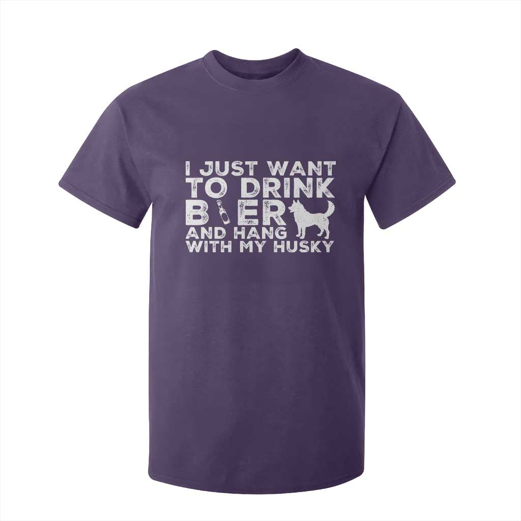 Drink Beer And Hang With My Husky T Shirt For Kid Funny Dog Lover TS12 Purple Print Your Wear