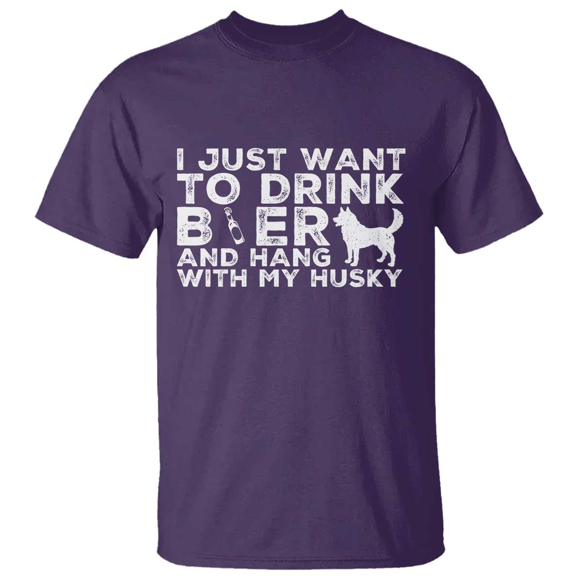 Drink Beer And Hang With My Husky T Shirt Funny Dog Lover TS12 Purple Print Your Wear