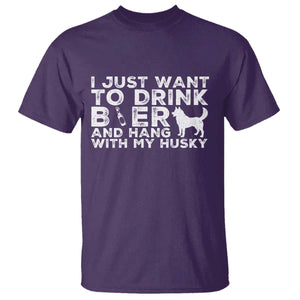 Drink Beer And Hang With My Husky T Shirt Funny Dog Lover TS12 Purple Print Your Wear