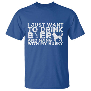 Drink Beer And Hang With My Husky T Shirt Funny Dog Lover TS12 Royal Blue Print Your Wear