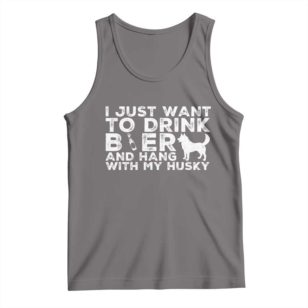Drink Beer And Hang With My Husky Tank Top Funny Dog Lover TS12 Deep Heather Print Your Wear