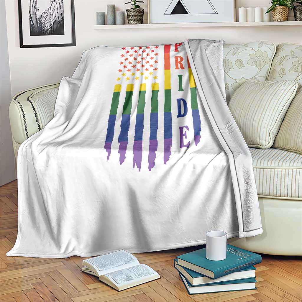 Pride Month Rainbow Flag Graphic Throw Blanket Lesbian Gay LGBT America Flag TS12 Print Your Wear