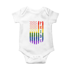 Pride Month Rainbow Flag Graphic Baby Onesie Lesbian Gay LGBT America Flag TS12 White Print Your Wear