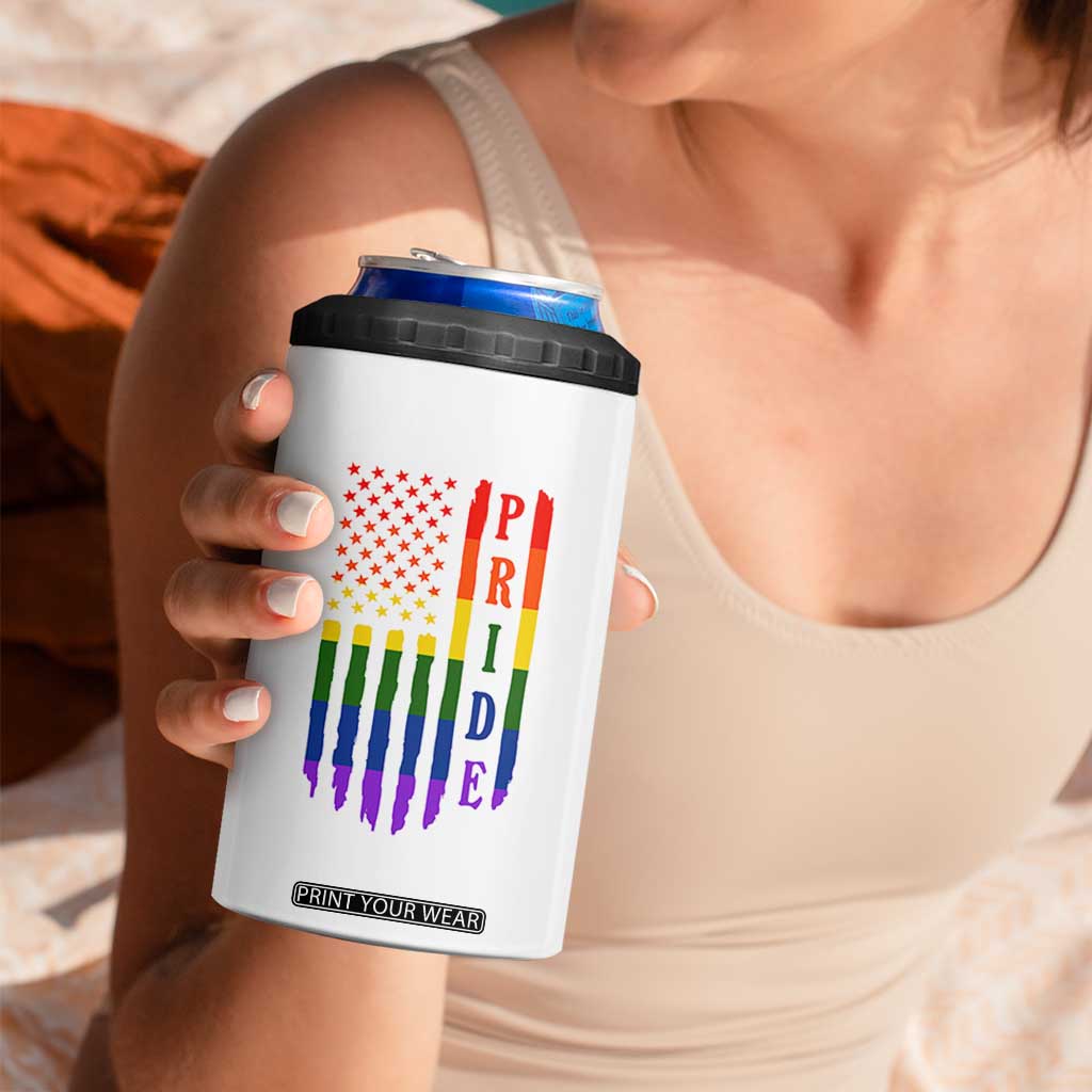 Pride Month Rainbow Flag Graphic 4 in 1 Can Cooler Tumbler Lesbian Gay LGBT America Flag TS12 Print Your Wear