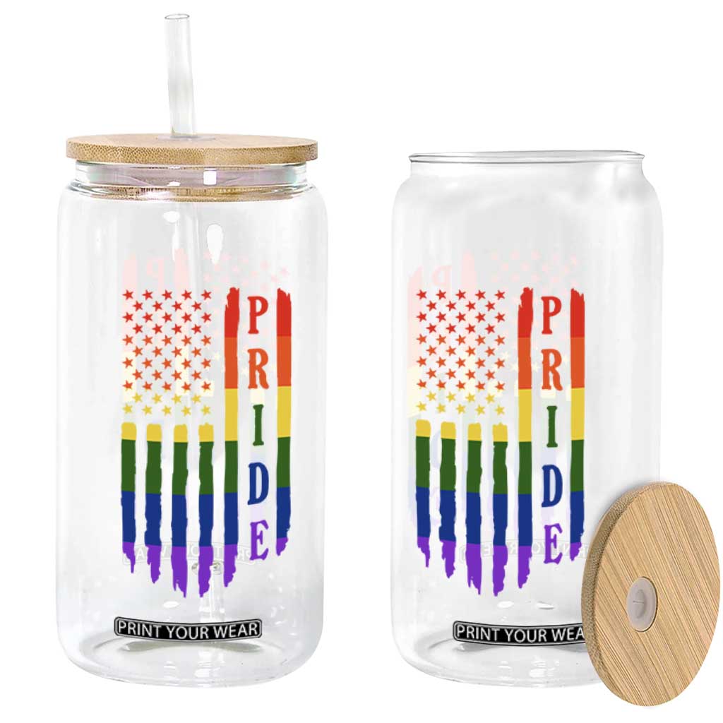 Pride Month Rainbow Flag Graphic Glass Can Lesbian Gay LGBT America Flag TS12 Print Your Wear