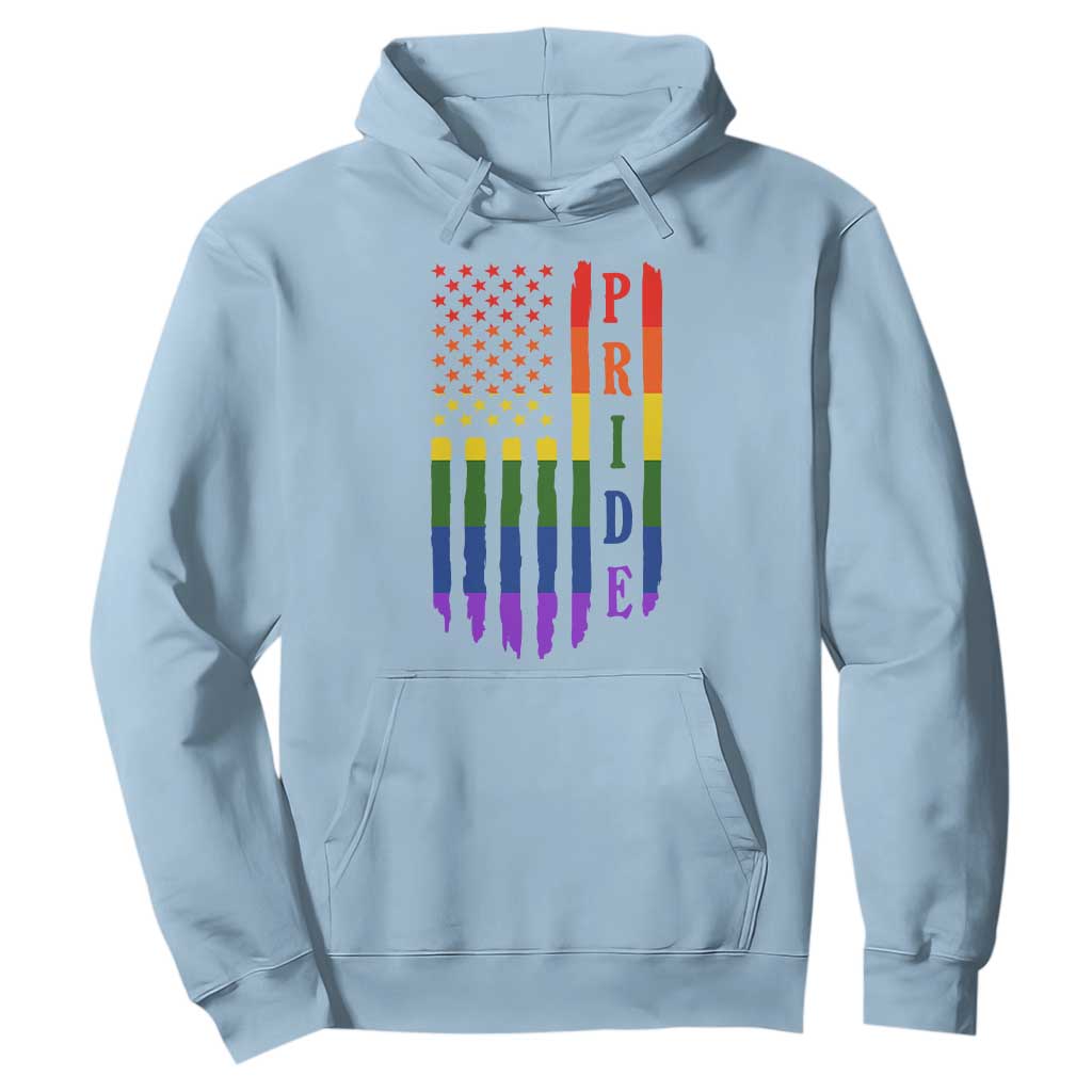 Pride Month Rainbow Flag Graphic Hoodie Lesbian Gay LGBT America Flag TS12 Light Blue Print Your Wear