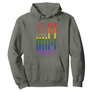 Pride Month Rainbow Flag Graphic Hoodie Lesbian Gay LGBT America Flag TS12 Military Green Print Your Wear