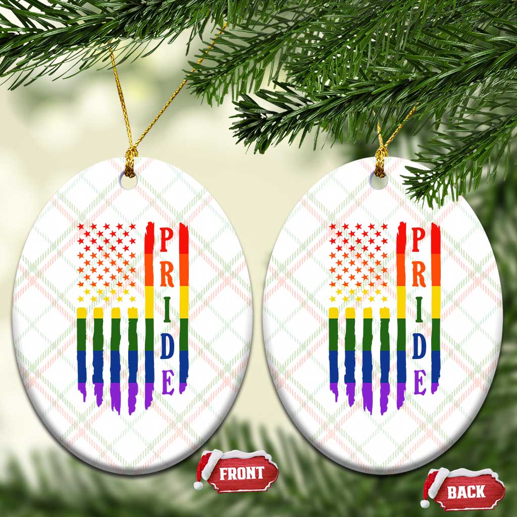 Pride Month Rainbow Flag Graphic Ceramic Ornament Lesbian Gay LGBT America Flag TS12 Print Your Wear