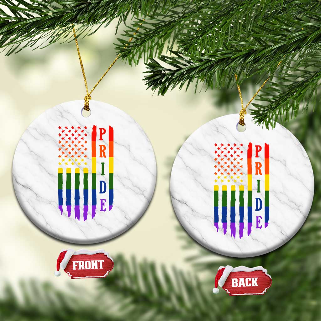 Pride Month Rainbow Flag Graphic Ceramic Ornament Lesbian Gay LGBT America Flag TS12 1pc White Marble Print Your Wear