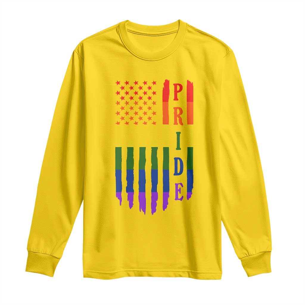 Pride Month Rainbow Flag Graphic Long Sleeve Shirt Lesbian Gay LGBT America Flag TS12 Daisy Print Your Wear