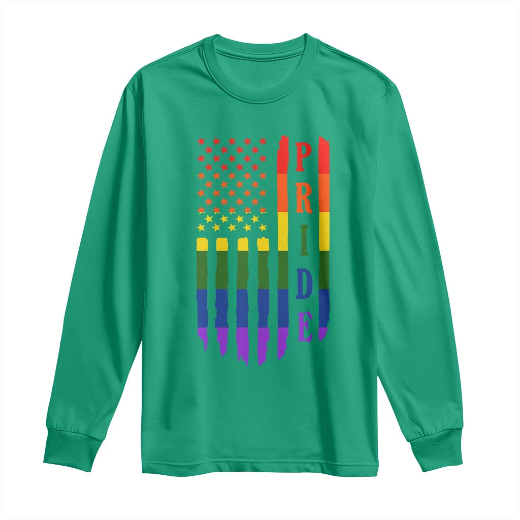 Pride Month Rainbow Flag Graphic Long Sleeve Shirt Lesbian Gay LGBT America Flag TS12 Irish Green Print Your Wear