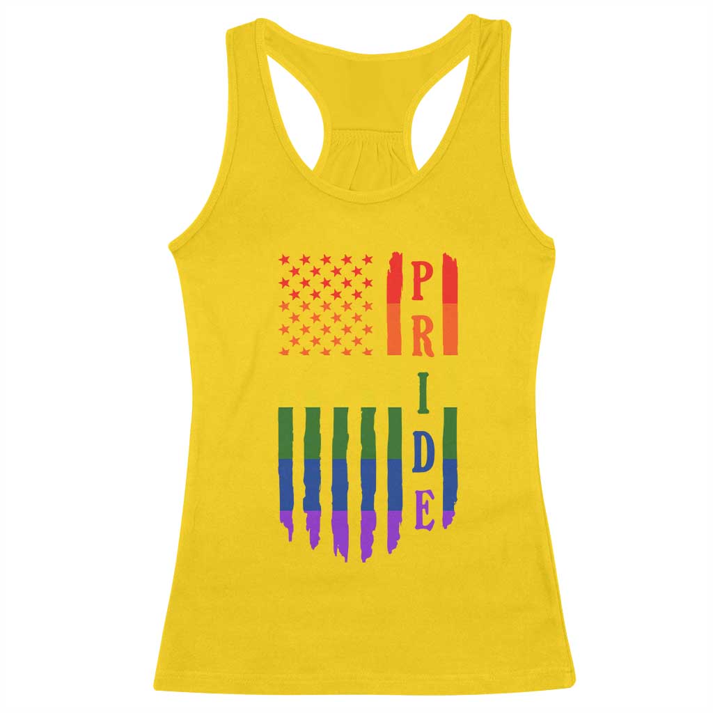Pride Month Rainbow Flag Graphic Racerback Tank Top Lesbian Gay LGBT America Flag TS12 Daisy Print Your Wear
