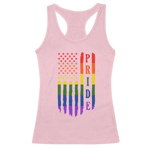 Pride Month Rainbow Flag Graphic Racerback Tank Top Lesbian Gay LGBT America Flag TS12 Light Pink Print Your Wear