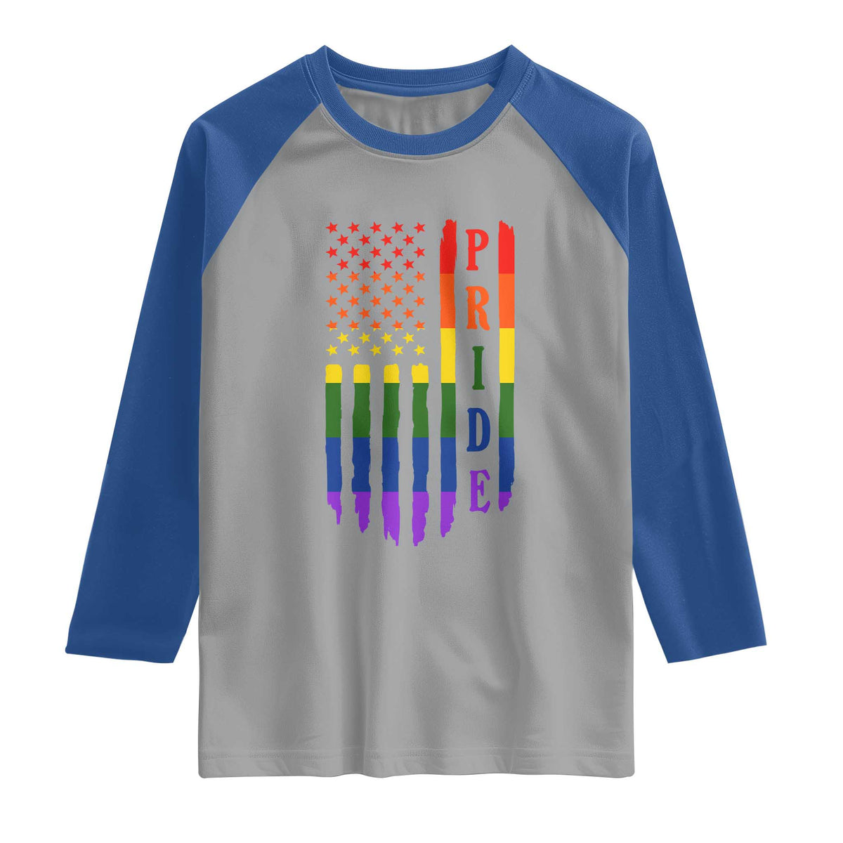 Pride Month Rainbow Flag Graphic Raglan Shirt Lesbian Gay LGBT America Flag TS12 Sport Gray Royal Print Your Wear