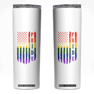 Pride Month Rainbow Flag Graphic Skinny Tumbler Lesbian Gay LGBT America Flag TS12 White Print Your Wear