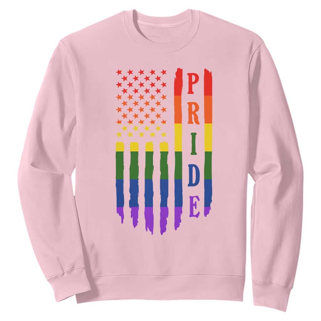 Pride Month Rainbow Flag Graphic Sweatshirt Lesbian Gay LGBT America Flag TS12 Light Pink Print Your Wear