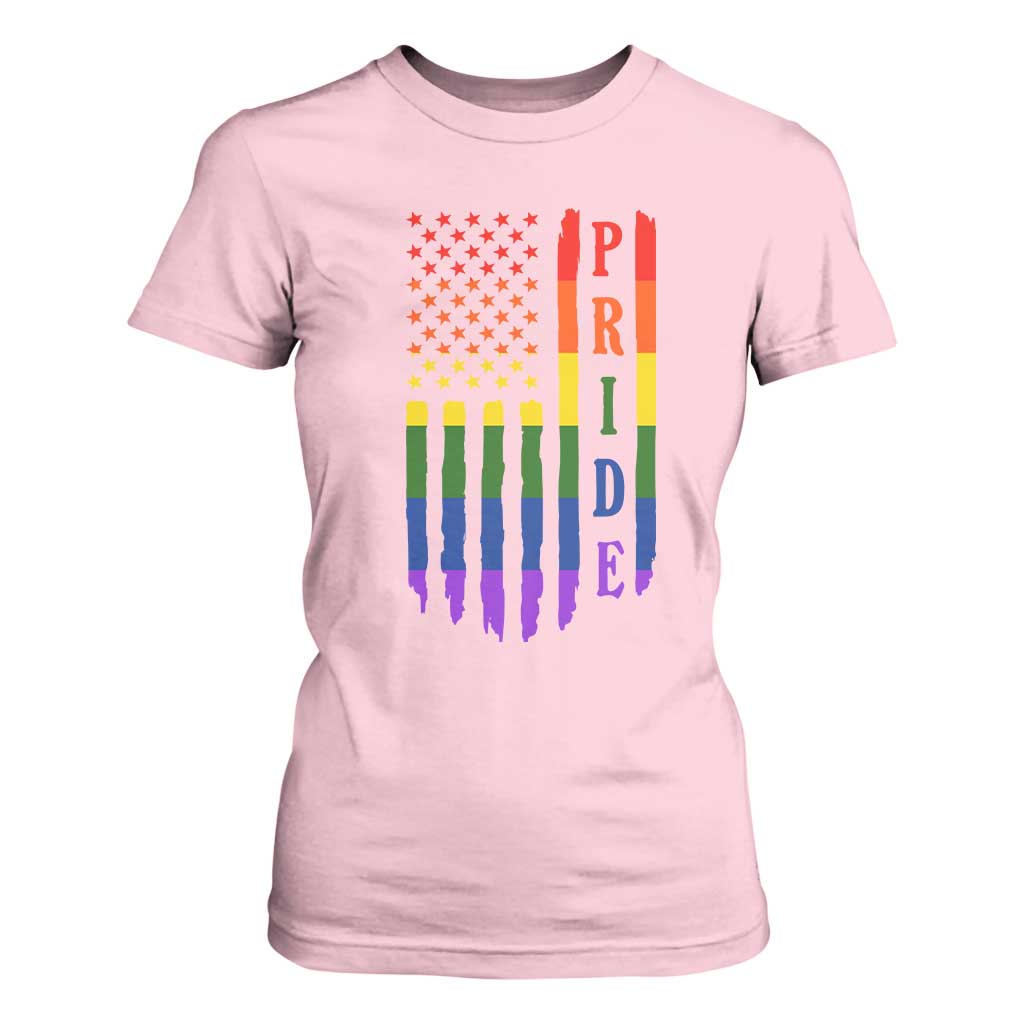 Pride Month Rainbow Flag Graphic T Shirt For Women Lesbian Gay LGBT America Flag TS12 Light Pink Print Your Wear