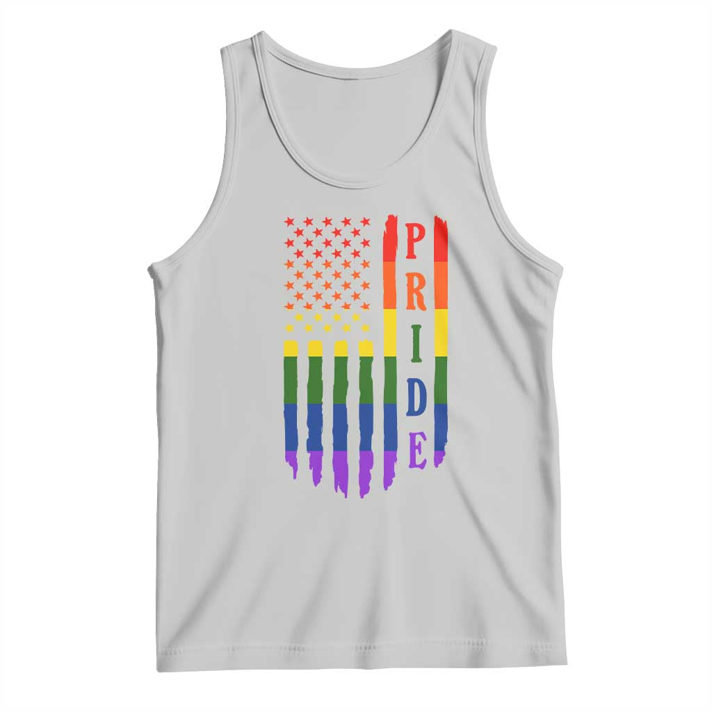 Pride Month Rainbow Flag Graphic Tank Top Lesbian Gay LGBT America Flag TS12 Ash Print Your Wear