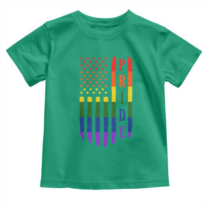 Pride Month Rainbow Flag Graphic Toddler T Shirt Lesbian Gay LGBT America Flag TS12 Irish Green Print Your Wear