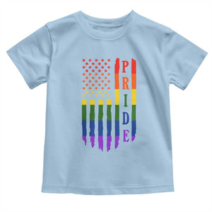 Pride Month Rainbow Flag Graphic Toddler T Shirt Lesbian Gay LGBT America Flag TS12 Light Blue Print Your Wear