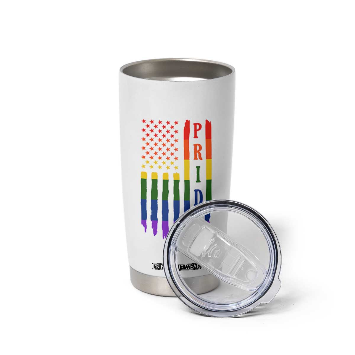Pride Month Rainbow Flag Graphic Tumbler Cup Lesbian Gay LGBT America Flag TS12 Print Your Wear